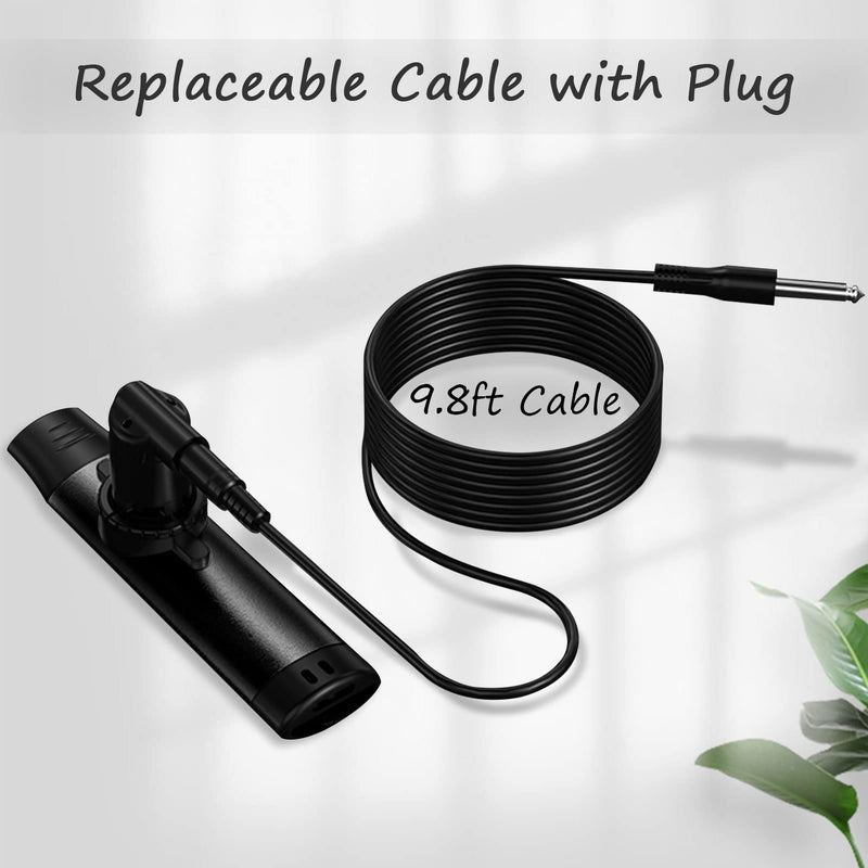 Electric Kazoo With Pickup, Professional Metal Kazoo with 5 Pcs Extra Membranes, 9.8ft Replaceable Cable and Jack, Adjustable Tone Music Instrument for Kids/Adults/Music Lovers(Electric Black) Electric Black