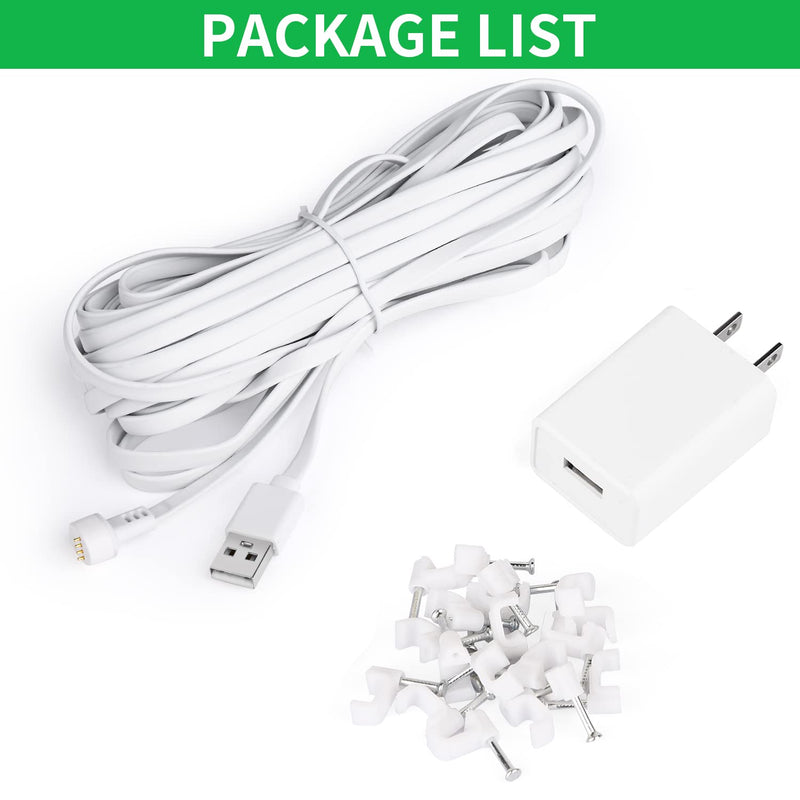 Power Cable Compatible with Google Nest Cam Outdoor or Indoor, Battery, 30Ft/9.1m Weatherproof Outdoor Cable Continuously Charging Your Nest Camera (White) White