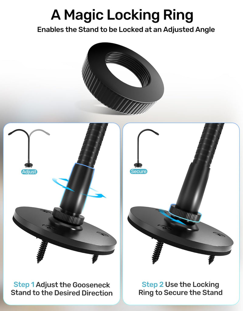 [AUSTRALIA] - 19-inch Gooseneck Microphone Holder Stand, Desktop & Wall Mounted, Heavy Duty Flexible Microphone Arm Stand with Flange Mount Base, Ideal for Podium, Studio, Lecture, Podcast, Gaming, Streaming 19 Inch + Flange Mount 