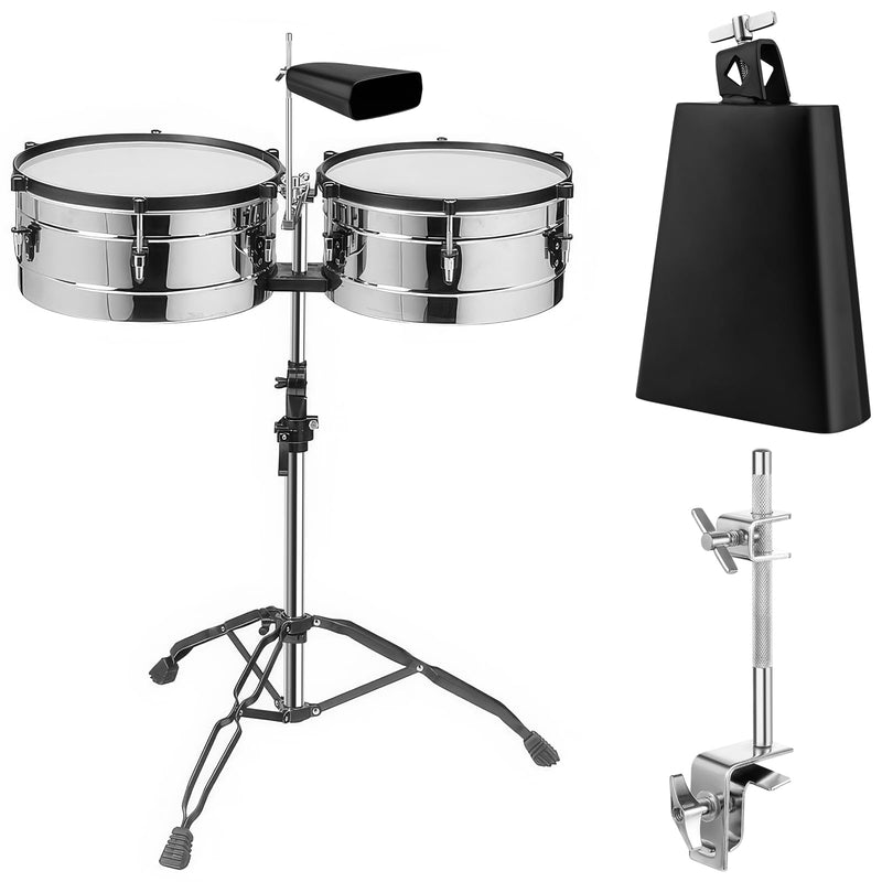 6 Inch Cowbell and Cowbell Clamp, Cowbell Holder Percussion Accessory for Drum Sets, Adjustable Standard Cowbell Mount Holder, Bass Drum Hoop Up or Down Drum Key