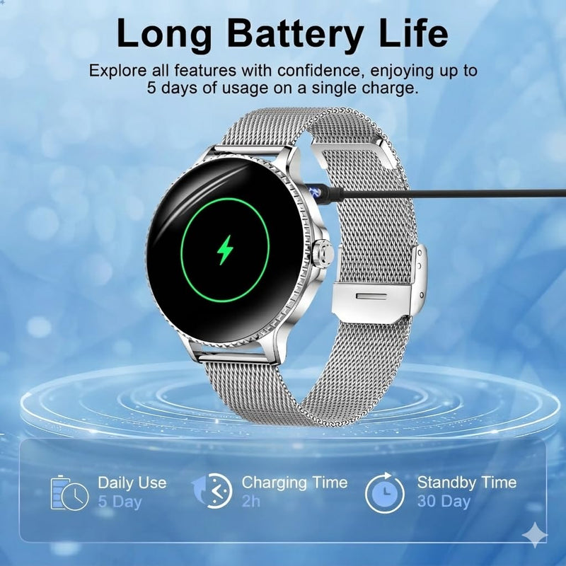 Efolen Smart Watches for Women Answer/Make Call,1.27'' Smartwatch Fitness Tracker for Heart Rate/Sleep Monitor/Calories/Blood Oxygen,100+ Sports Modes Android iPhone,IP68 Waterproof,Silver Silver