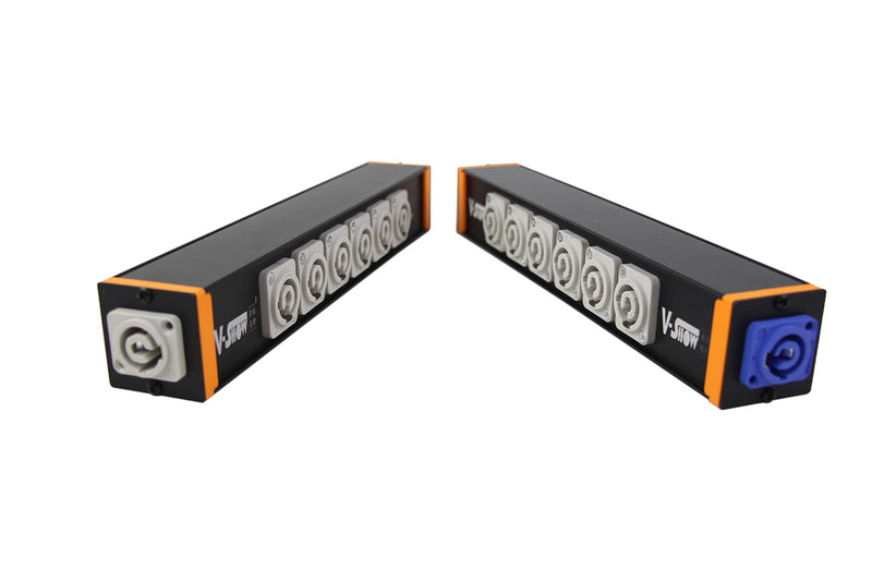 V-Show 6 Port Powercon Power Distribution Output Box, Black Stage Light Accessory （1pc PPB06