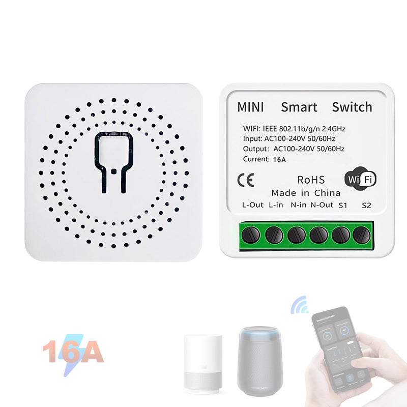 1 x Mini Smart Light Switch, Wireless Remote Control Switch for Home Automation, RF Remote Controlled Light Switch with Timer and Motion Sensor with Alexa Echo, Google Home