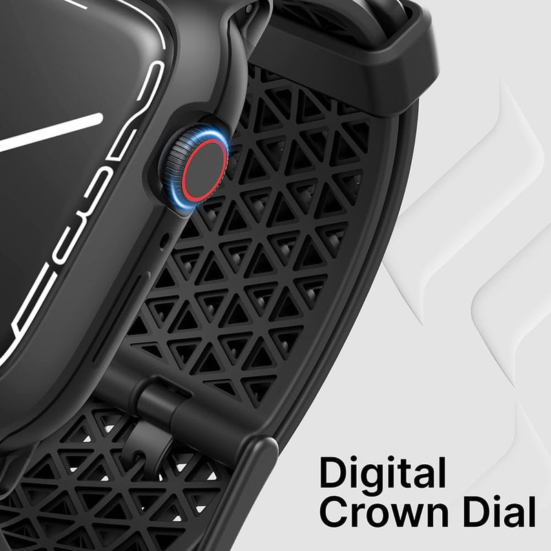 Catalyst Active Defense Case Designed for Apple Watch Series 9/8/7 45 mm, Drop Proof 10ft, Shock & Scratch-Resistant, Sport Band, Breathable, Rugged (Stealth Black)
