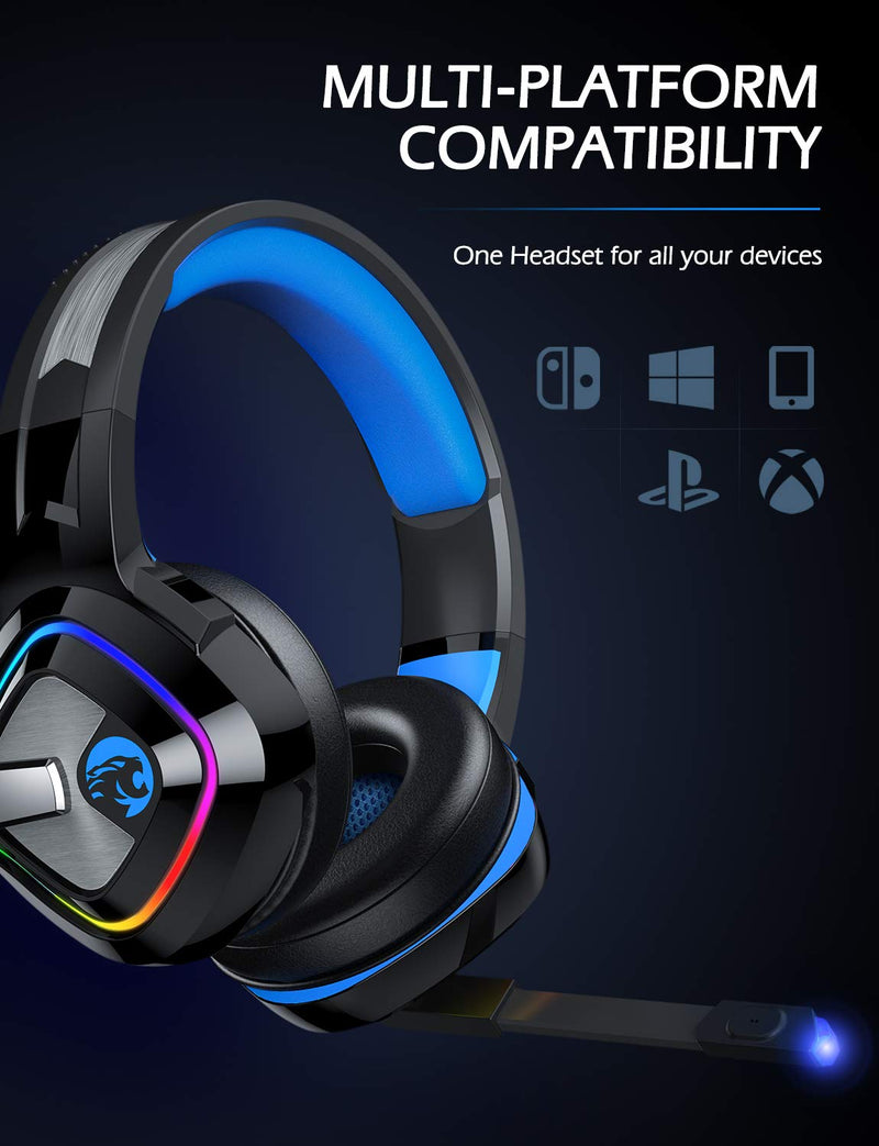 [AUSTRALIA] - ZIUMIER Gaming Headset for PC, PS4, PS5, Xbox One, Xbox Series S/X, Switch, Noise Canceling Microphone, Stereo Surround Sound, 3.5mm Wired Gaming Headphones Blue 