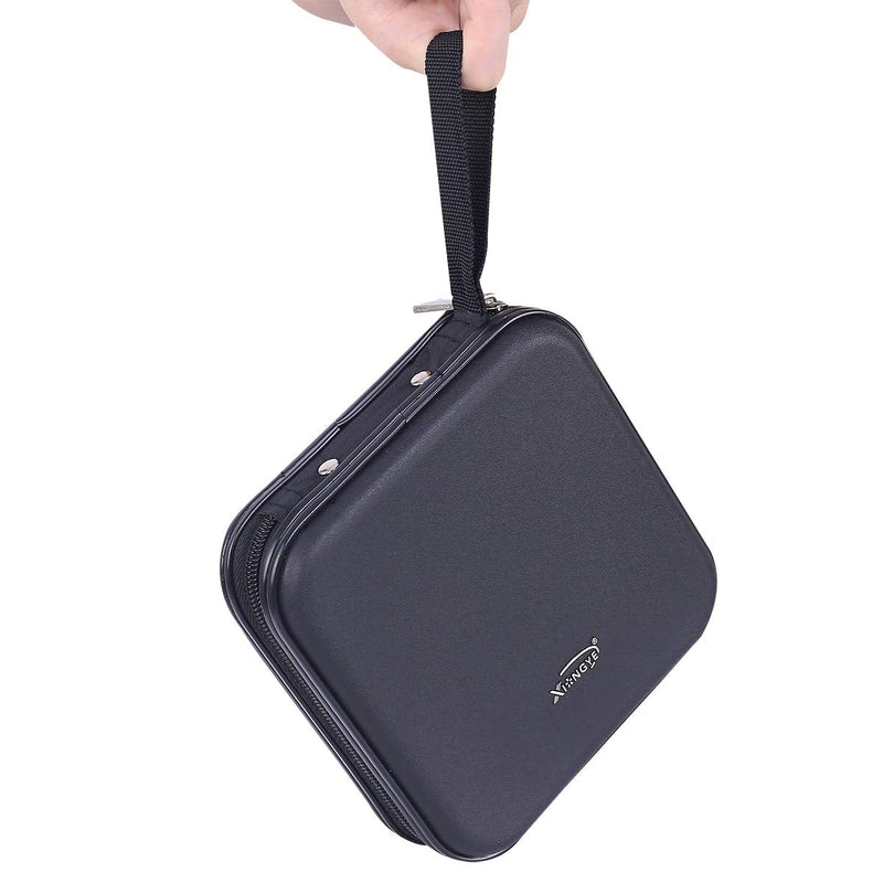 CD DVD Wallet, 32 Capacity Heavy Duty, DVD CD Case Holder for Car, Portable DVD/VCD Storage Disk, Hard Shell Sturdy case , Car CD Disk Holder, Booklet, Blu-ray Wallet (32 Capacity,Black) Black