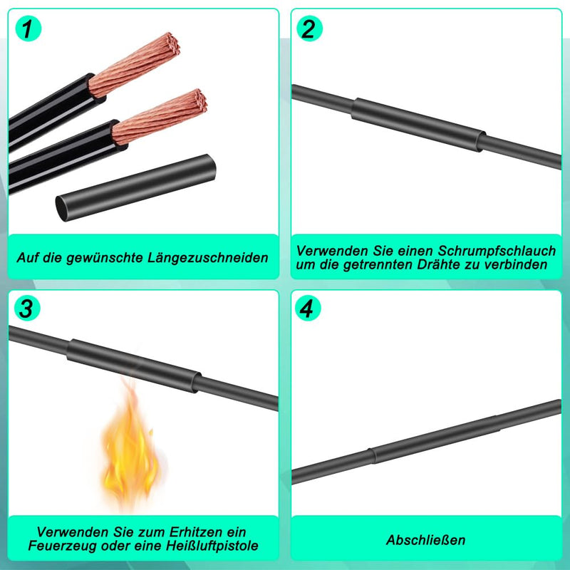 2 Pieces 4:1 Heat Shrink Tubing, Diameter 8 mm & 2 m Length, Heat Shrink Tubes with Adhesive, Waterproof and Insulation, Heat Shrink Tubing Sold by the Metre for Cable Insulation, Marking, Cable Ø8mm & 2m