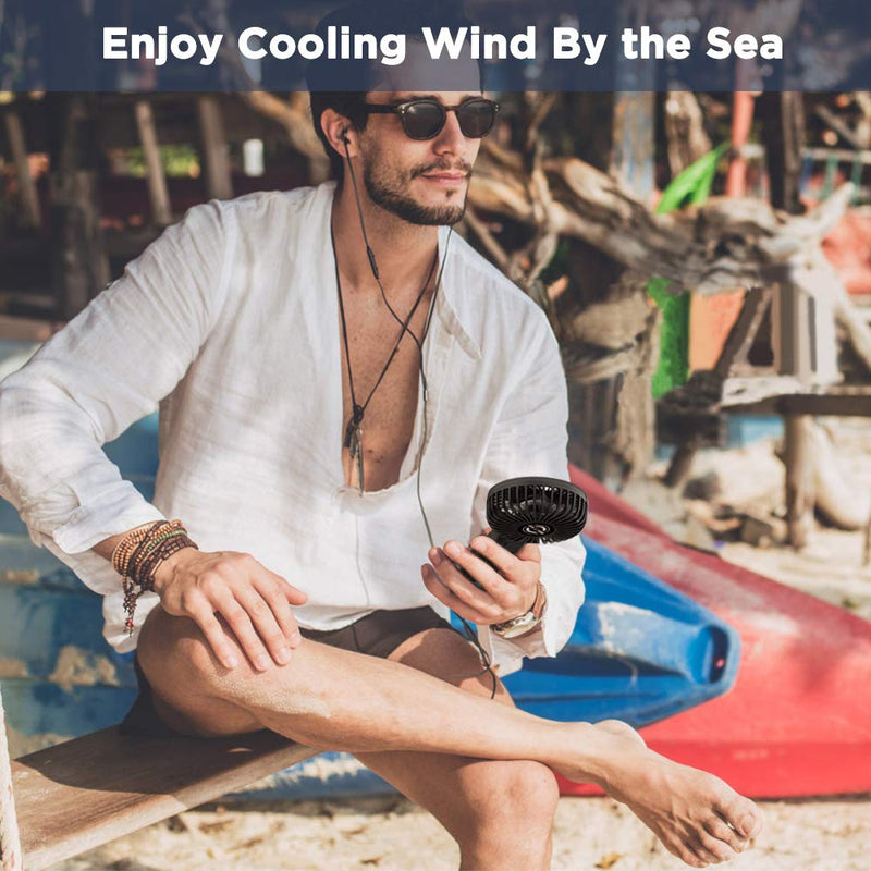 Handheld Fan, EasyAcc 2022 Upgraded Portable Fan [ 4 Speed Quiet Powerful Hand Fan] 3-17 Hours Battery Operated Fan, One Touch Power Off Foldable USB Desk Fan Personal Fan for Home Travel Outdoor Black 3-17H Working Time