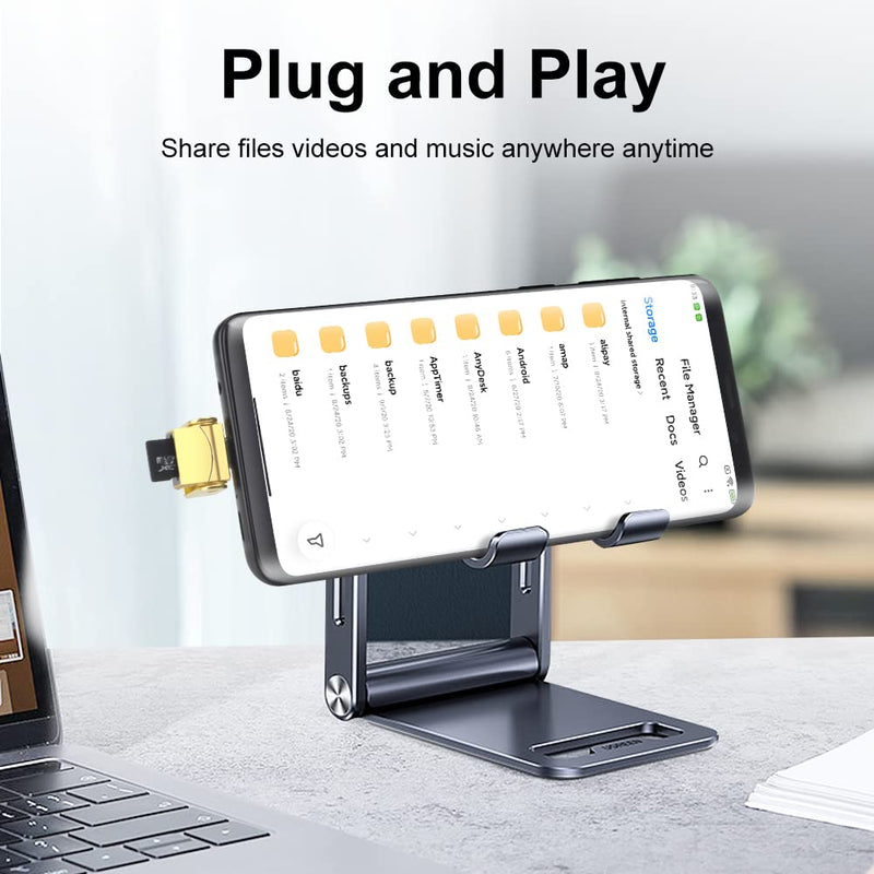 Micro SD Card Reader, BorlterClamp USB C SD Card Reader, USB C to Micro SD/TF Memory Card Reader Adapter, Compatible with MacBook, Laptops, Galaxy Phones and More (Gold)