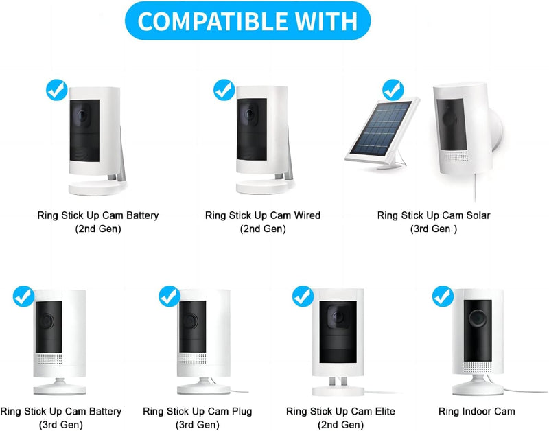 1 Pack Adhesive Ring Camera Mount Stick Up Mount Holder Compatible with Outdoor Security Camera, 360° Degree Adjustable Security Mounting Bracket,Camera Not Included (White, 1 Pack) White