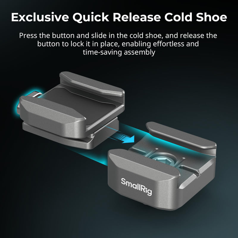 [AUSTRALIA] - SmallRig HawkLock H18 Quick Release Support with Cold Shoe, Dual-Direction QR-Slide Cold Shoe Mount with Anti--Drop Pin & Silicone Pad, Load up to 1.8lb for LED Video Light, Microphone - 4500 