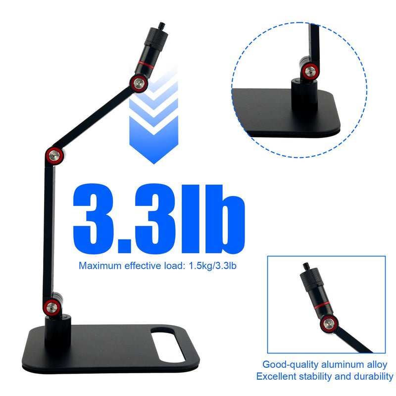 [AUSTRALIA] - Microphone Stand Desk, Max Load 3.3lb Adjustable Desktop Mic Arm Stand with Thread Adapters for Podcast Streaming Gaming Studio Table Mount Accessories 