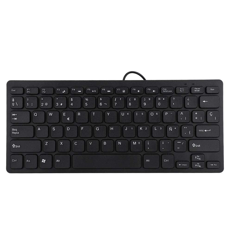 Spanish Keyboard, Wired Mini Portable Spanish Keyboard USB Interface for Desktop Computer Ultra-Thin 78 Keys, Ultra-Thin Mini USB Wired Keyboard