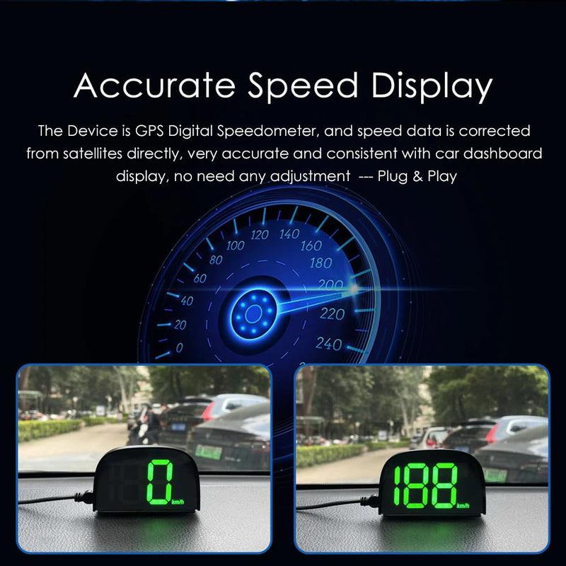 GoolRC Digital GPS Speedometer for Car, Kilometers/Miles Car Global Position System Speedometer Digital Display Speed Car HeadUp Display, Green miles