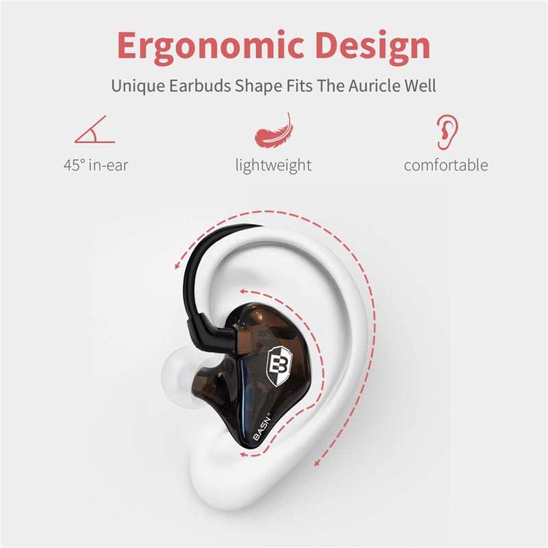BASN Bsinger in Ear Monitor Headphones for Musician, Dual Dynamic Drivers Noise Isolating Earbuds with MMCX Inline Remote Mic Cable and Silver Plated Audio Cable (SPM-Brown) | dual dynamic drivers iem, noise isolating, mmcx inline-mic and silver-plated...