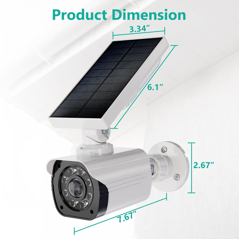 WALI Solar Fake Camera, Dummy Security Camera with Motion Sensor Light, Wireless Simulated Surveillance Security CCTV Camera for Indoor Outdoor (TCW1-SOL), 1 Packs, White