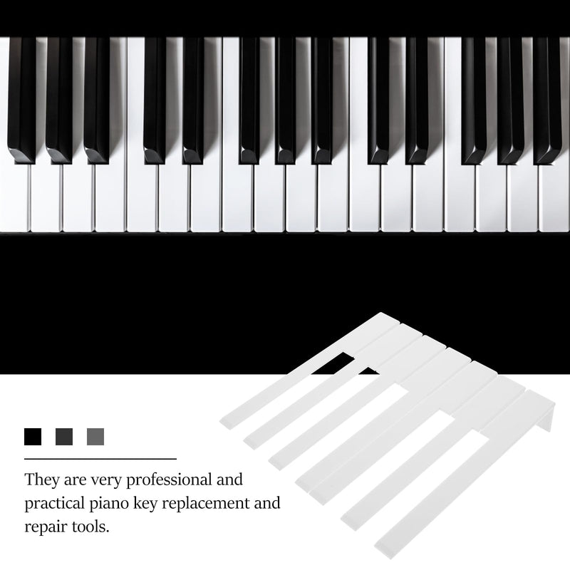 52Pcs Acrylic Piano Keytops Replacement Set for Upright Piano Professional Repair Tools for Key Restoration and Maintenance White 15.8X2.3X1.2CM