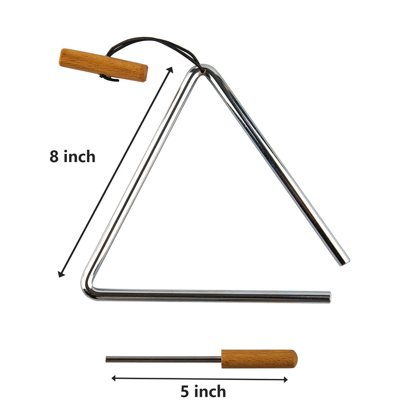 [AUSTRALIA] - Triangle Hand Percussion with Striker,Rhythm Steel Triangles Music Instrument (8 inch) 8 in 