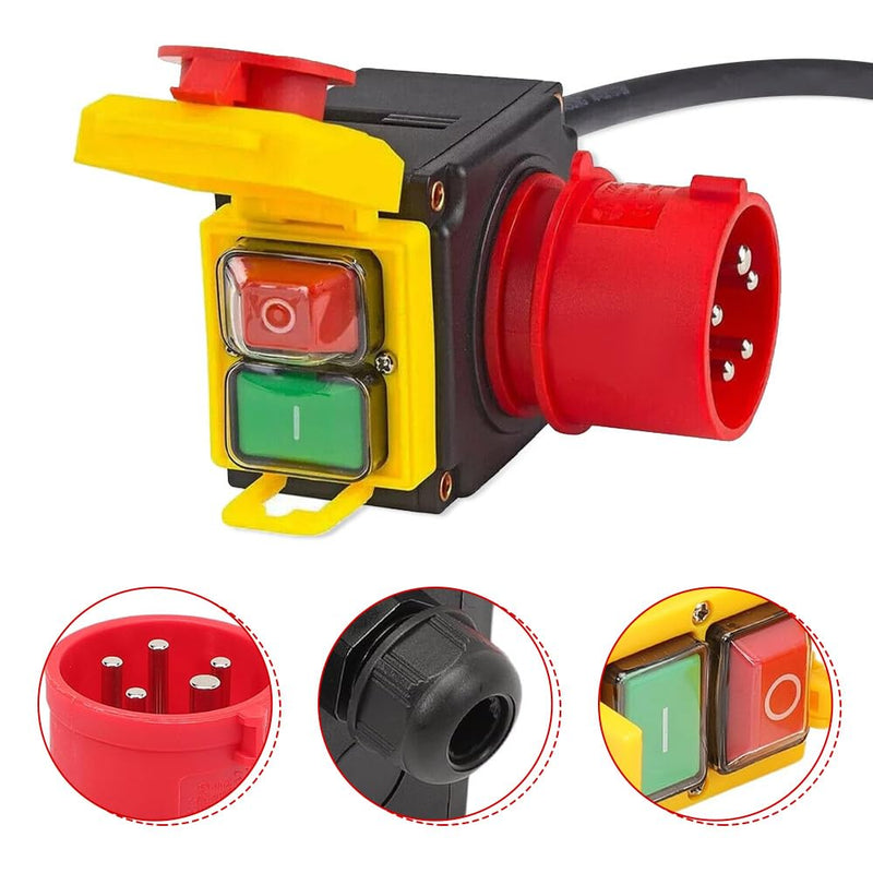 KEDU KOA7 Motor Protection Switch 400 V, 3-Phase Plug Switch with CEE Plug, Machine Switch with Phase Inverter & 67 cm Cable, Waterproof Electromagnetic Switch for Wood Splitter, Identical Design