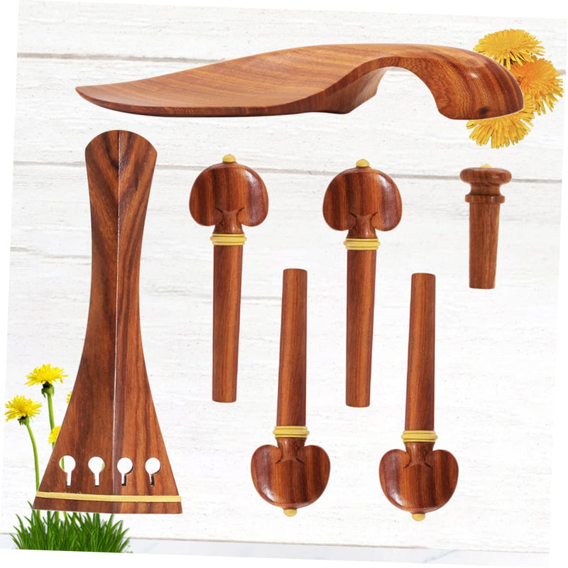 [AUSTRALIA] - Yardwe 4/4 Violin Accessories Set with Jujube Wood Tailpiece Chinrest Endpin and Pegs Comfortable Chin Rest for Beginner Violin Players 