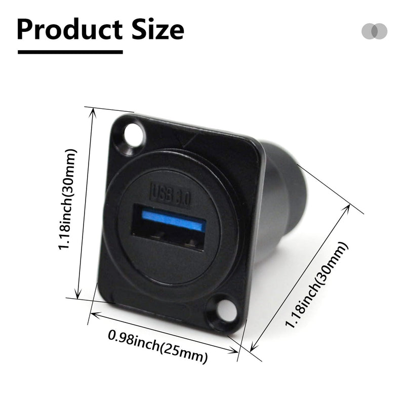 10PCS USB 3.0 Panel Mount Female to Female Connector | IP67 USB Pass Through Adapter for Audio Video Data Transfer/Charging with Weatherproof Dust Cap 10PCS