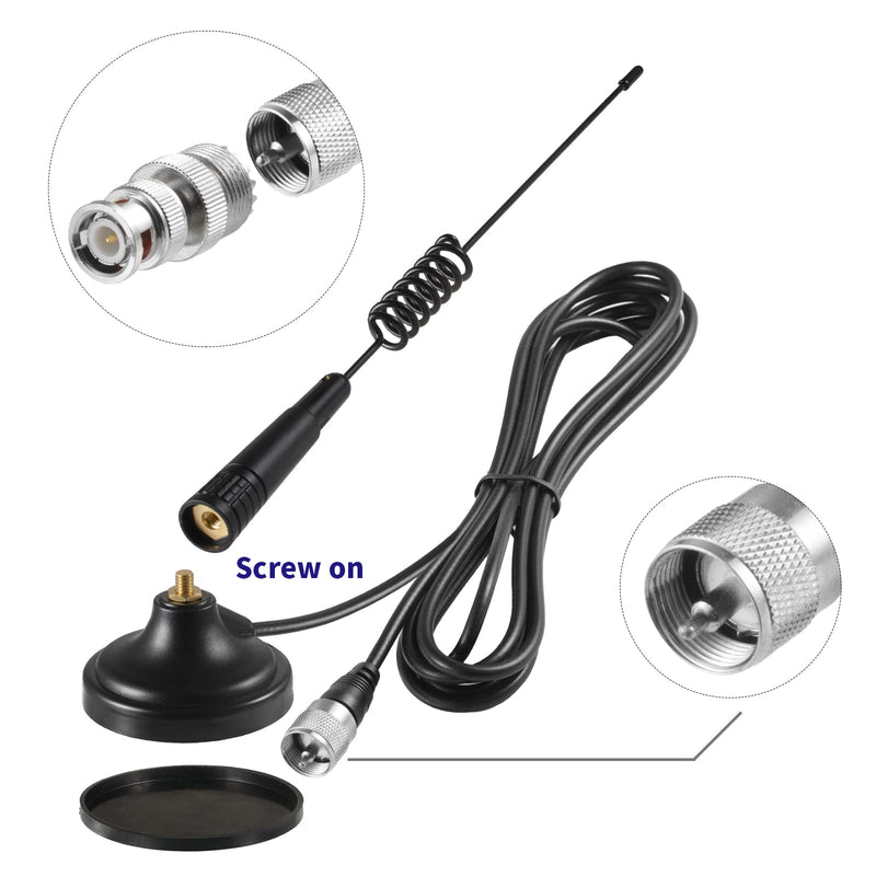 Long Range 27MHz Magnetic Base CB Radio Antenna with PL-259 BNC Male Connector for Mobile/Car Radio Cobra Midland Uniden Maxon President Vehicle Car Truck Mobile Handheld CB Radio Shack, Eifagur Spring CB Antenna