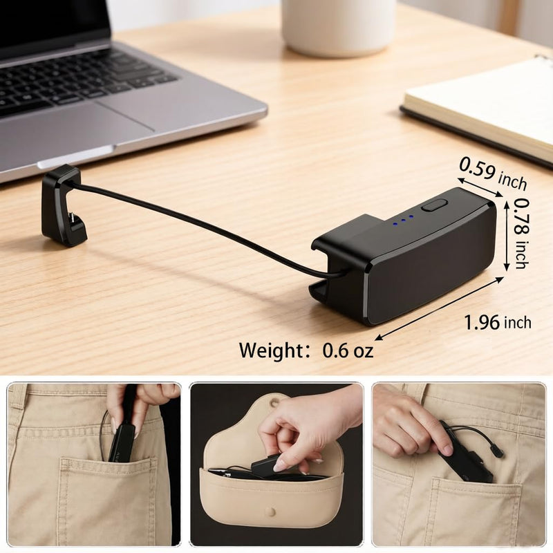 Wearable Battery Pack Charger Compatible with Ray-Ban/Oakley Meta Smart Glasses Gen 1 & Gen 2, Ultra-Light Mini Power Bank Accessories for Wayfarer/Headliner/Skyler/HSTN