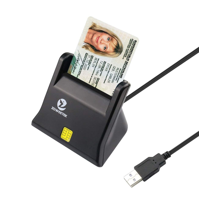 ZOWEETEK CAC Reader, CAC Card Reader Military, DOD Military USB Common Access CAC Smart Card Reader, Compatible with Windows, Mac OS and Linux Black