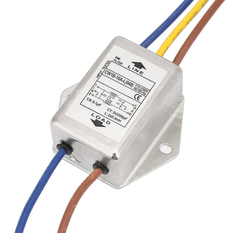 ieron EMI Power Filter 125/250V Electromagnetic Interference Filter CW1B-10A-L (040) Single Phase Filter for Suppression of Impulse Interference