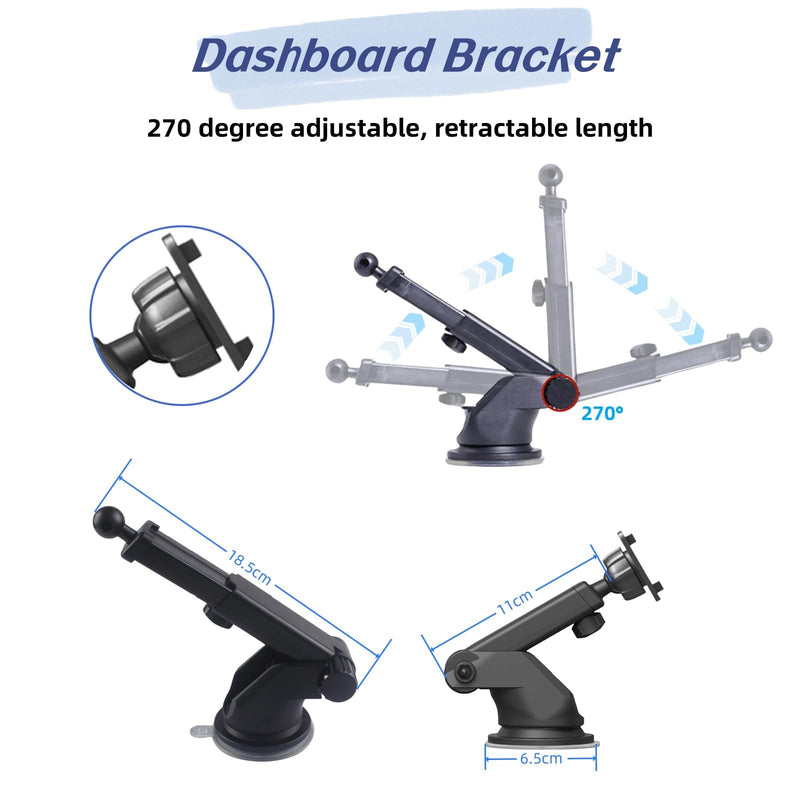 [AUSTRALIA] - Flexible Dashboard Suction Cup Bracket Mount for Carplay Screen Monitor, Compatible with Most 7Inch 9Inch 9.3 Inch 10.26 Inch Portable Monitor Cell Phone Windshield Suction Cup Mount Holes Bracket 
