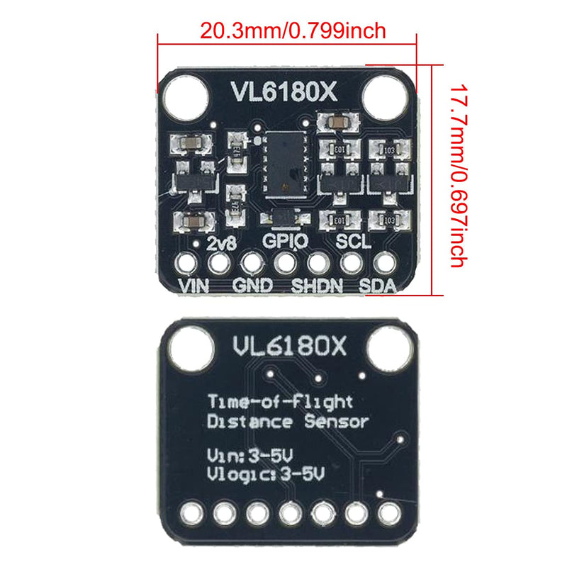 Youmile 2 PCS VL6180 VL6180X Ranging Sensor, Optical Distance Measuring Sensor Module Gesture Recognition Sensor Ambient Light Sensor for I2C Interface DC 3-5V