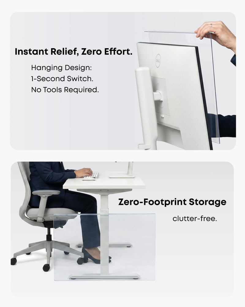 Hanging Anti Blue Light Monitor Screen Protector - Blocks 87% 460nm Blue Light & 97% UV, No Installation, 93% HD Clarity, Fits 21-22" Monitorst 22"-16:9 (19.29"×12.48")