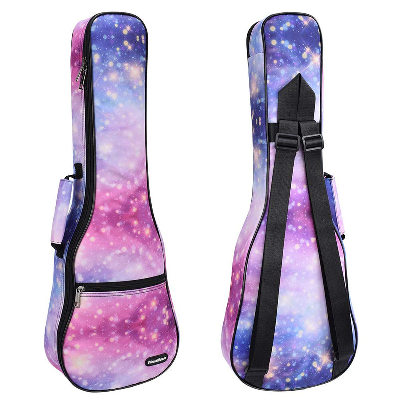 CLOUDMUSIC Ukulele Case Gig Bag Padded Backpack For Concert 23" Inch(Concert,Pink Purple Starry Night) Pink Purple Starry Night
