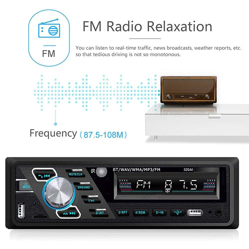 [AUSTRALIA] - 24V Car Radio Bluetooth Stereo MP3 Player Supports Hands-Free Calls FM Dual USB Ports TF AUX in Voice Assist File Reading Function with ISO Plug and Remote Control 