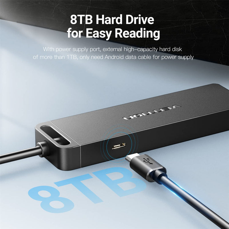 VENTION USB 3.0 Hub, 4 Ports USB Hub Ultra-Slim Data USB Hub 1.6FT Extended Cable [Charging Supported], Compatible with MacBook, Laptop, Surface Pro, PS4, PC, Flash Drive, Mobile HDD (0.5m/1.6ft) 0.5m/1.6ft
