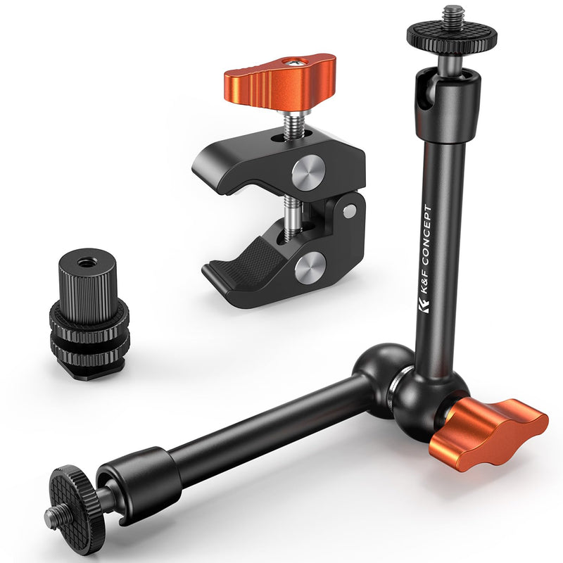 [AUSTRALIA] - K&F CONCEPT 9.8" Magic Arm Clamp with Cold Shoes 360° Ball Heads Camera Arm Mount for Monitor/Flash/Microphone/DSLR Camera 9.8" with cold shoes 