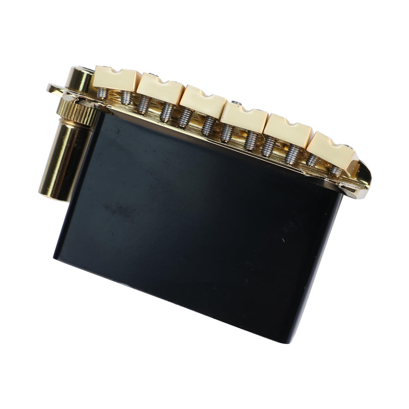 10.5mm Electric Guitar Bridge Zinc Alloy Saddles Block Stainless Steel Plate 6 String 2 Point Tremolo Bridge Compatible with Stratocaster Strat Electric Guitar Replacement Parts Gold