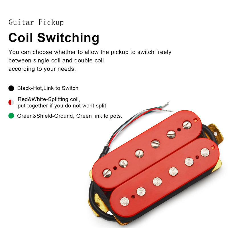 SAPHUE Electric Guitar Humbucker Pickups Double Coil Guitar Bridge Pickup & Neck Pickups Set (red) red