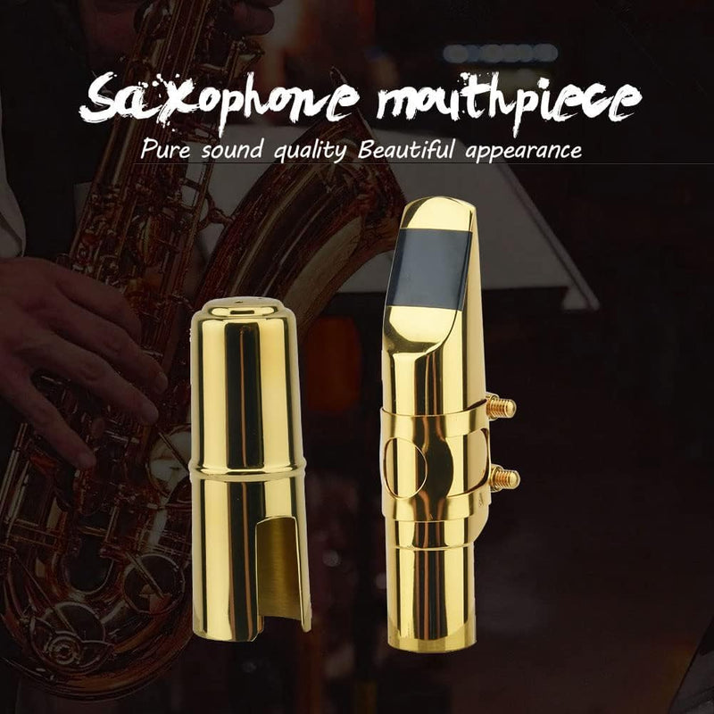 [AUSTRALIA] - Alto Sax Saxophone Mouthpiece w/Cap & Ligatures, Brass Metal Eb Alto Sax Mouthpieces 5C for Saxophone Professionals and Beginners (5C) 