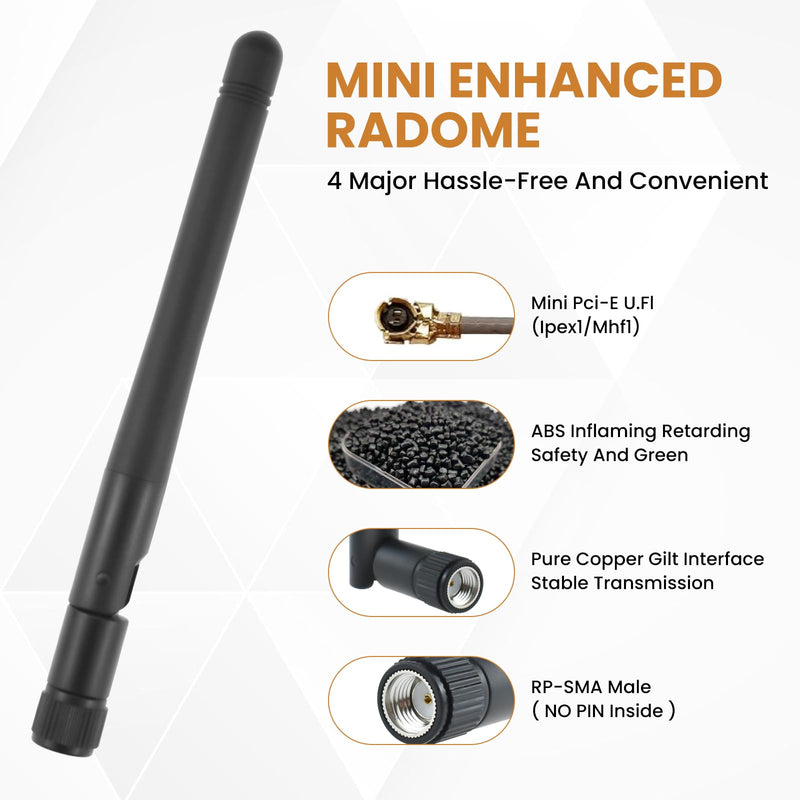 4 Pack 2.4GHz / 5.8GHz Dual Band WiFi Antenna, 3dBi MIMO RP-SMA Male Antenna