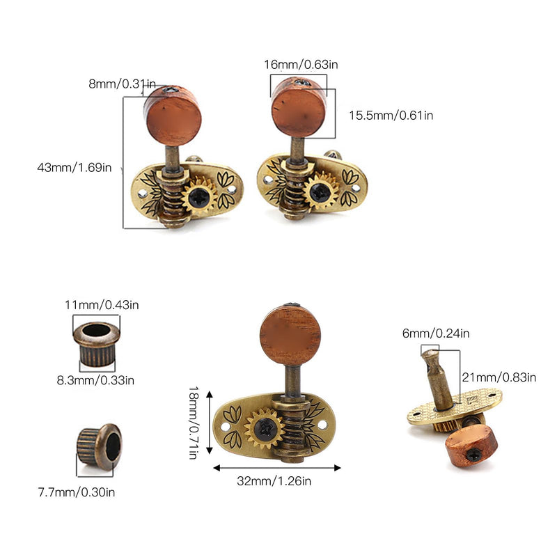 4 Pcs Guitar Tuner Pegs 2L2R Ukulele Tuning Pegs Classical Machine Heads Tuners for 4 String Ukulele Accessories