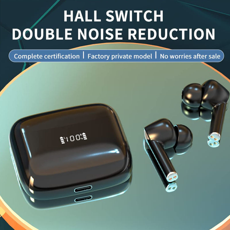 AD J8 Pro ANC+ENC Bluetooth Earbuds 5.3 TWS HiFi Stereo 13mm Wireless Active Noise Cancelling Headphones in Ear LED Display Long Playtime IP7 Waterproof Headset 4 Mics Earphone Touch Control (White) White