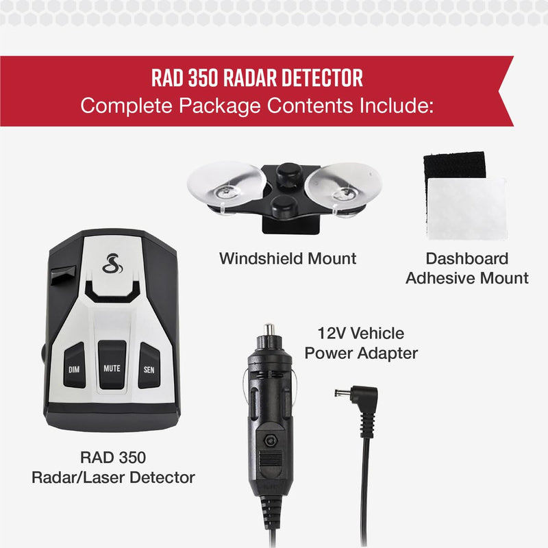 Cobra RAD 350 Laser Radar Detector, Long Range, False Alert Filter, Black | OLED Display
