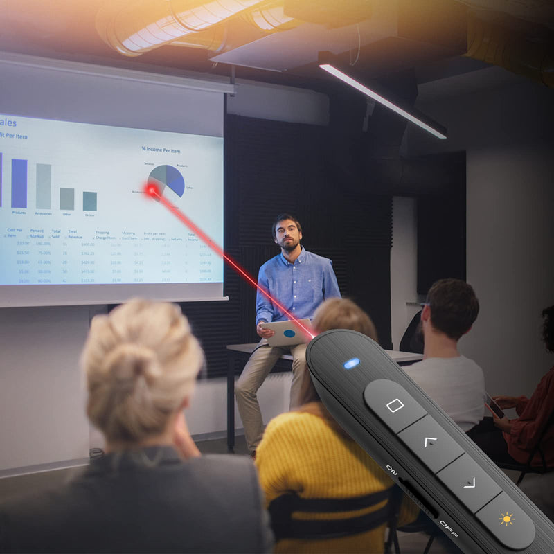 Presentation Clicker PowerPoint Clicker with Laser Pointer, Wireless Presenter Remote Slide Clicker for Powerpoint Presentations for Mac, Keynote, Computer, Laptop Red-USB R78