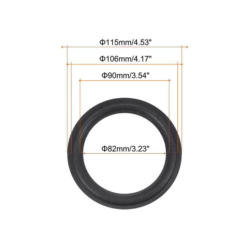 MECCANIXITY Rubber Speaker Foam Edge Surround Rings 4.5 Inch 82mm x 115mm Perforated Subwoofer Rings Replacement Parts for Speaker Repair or DIY Black 2 Pcs