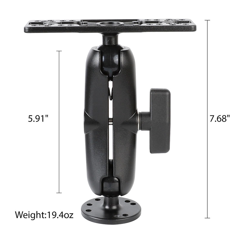 xik Aluminum Alloy Fish Finder Mount with 1.5" / C Size Ball Double Socket Arm, 5.91" Arm Marine Electronic/Depth Finder Mount for Boat, Compatible with Garmin, Lowrance, Humminbird Regular Arm Mount (with 5.91" Arm)