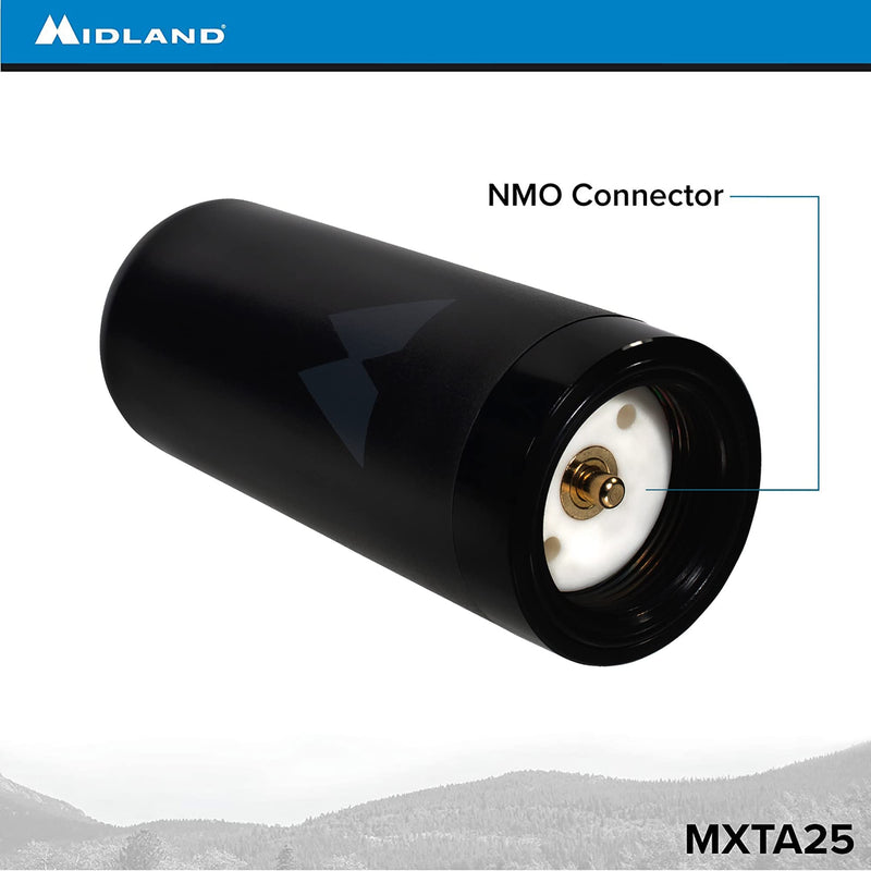 Midland® MXTA25 3DB MicroMobile® Compatible Gain Ghost Antenna – 3.5” Tall with 1.5” Base Diameter – Low Profile GMRS NMO Connection