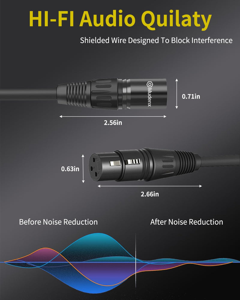 XLR Cables 10Ft 2 Pack,Microphone Cable Male to Female 3 Pin,Durable Shielded and Premium Balanced XLR Patch Cord 10Feet