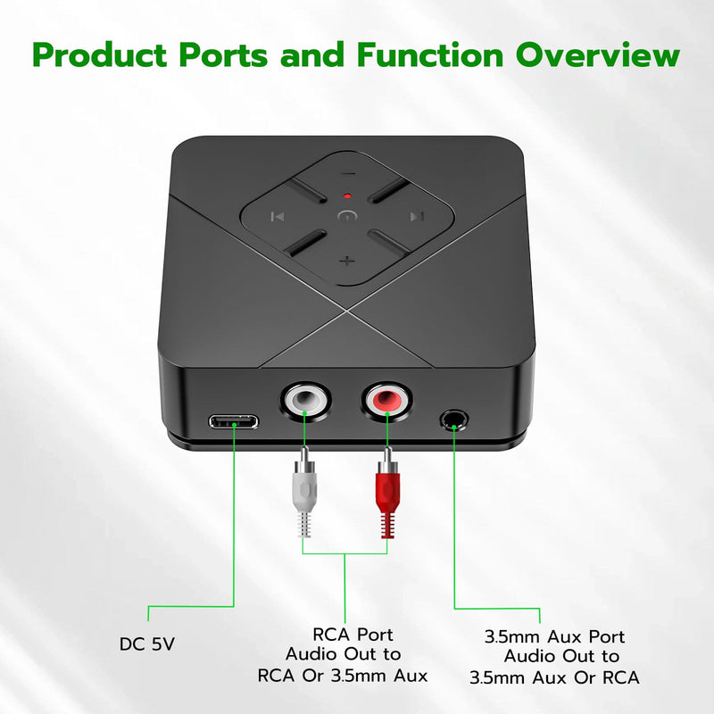 [AUSTRALIA] - Ultrbeka 2026 Bluetooth 6.0 Receiver for Home Stereo with 3.5mm/RCA, Bluetooth Adapter for Stereo Receiver, Amplifier, Speaker, HiFi Black 