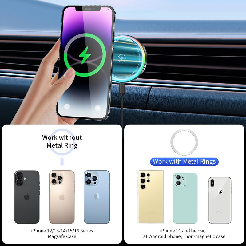 Car Magnetic Phone Mount for Mercedes Benz G-Class 2025 2026 G550 G580 G63 W463 G Wagon Auto Interior Accessories Best Cellphone Holder Fast 15W Wireless Charger Cell Phones Charging Stand for 2025 2026 Benz G-Class